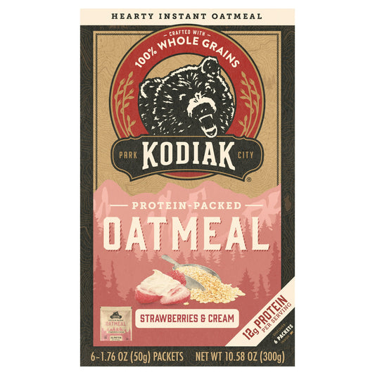 Kodiak Cakes Strawberries Cream Oatmeal - 10.58 OZ (Pack of 6)