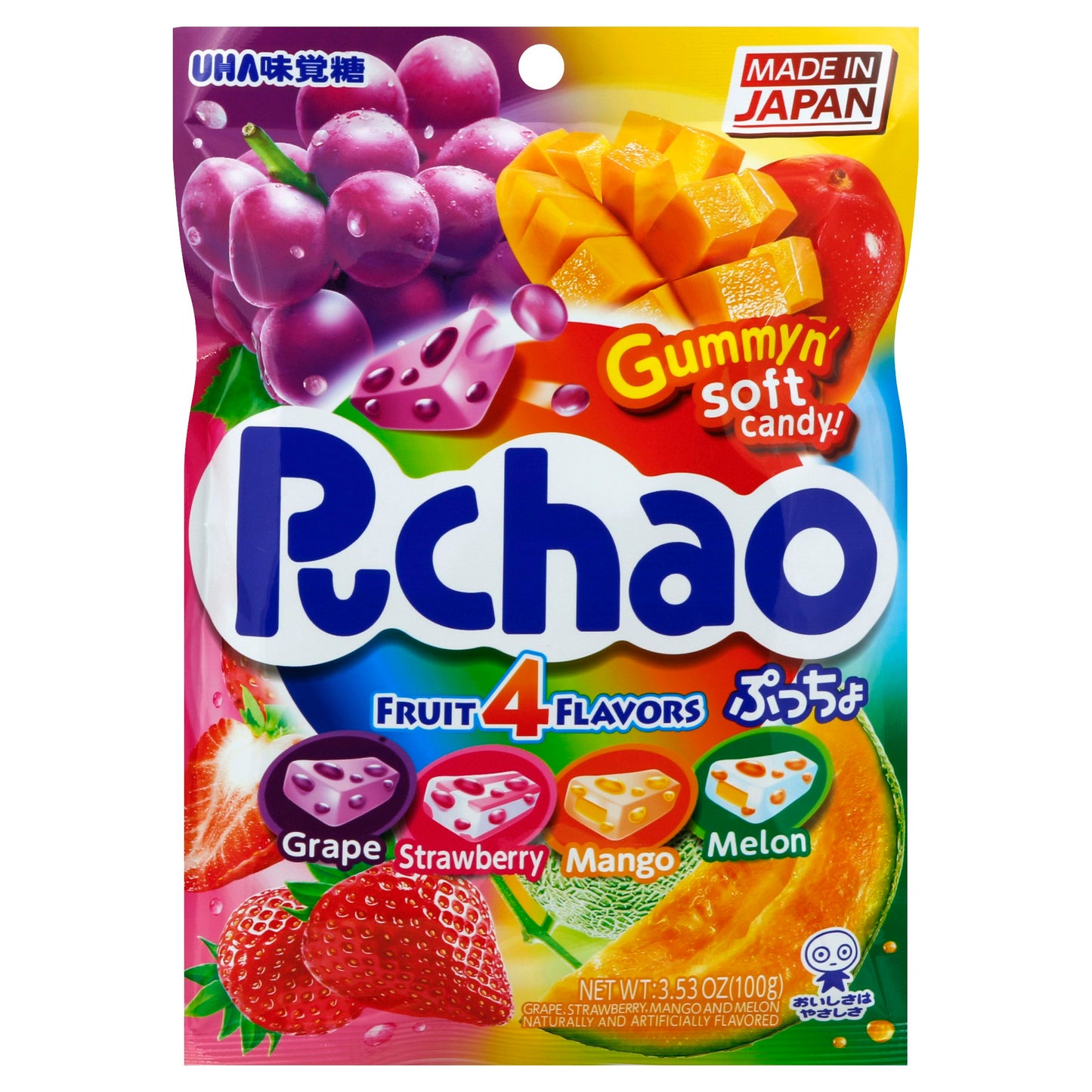 Uha Mikakuto Candy Puchao Mix Fruit 3.52 oz (Pack of 6)