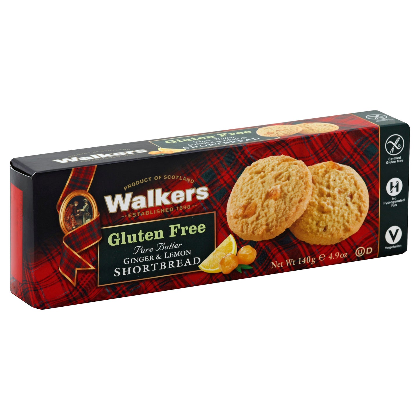 Walkers Cookie Gluten Free Ginger Lemon Short bread 4.9 oz (Pack of 6)