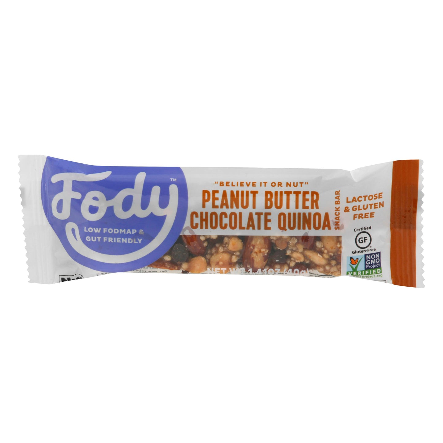 Fody Food Co Bar Peanut Butter Chocolate Quinoa 1.41 Oz (Pack of 12)