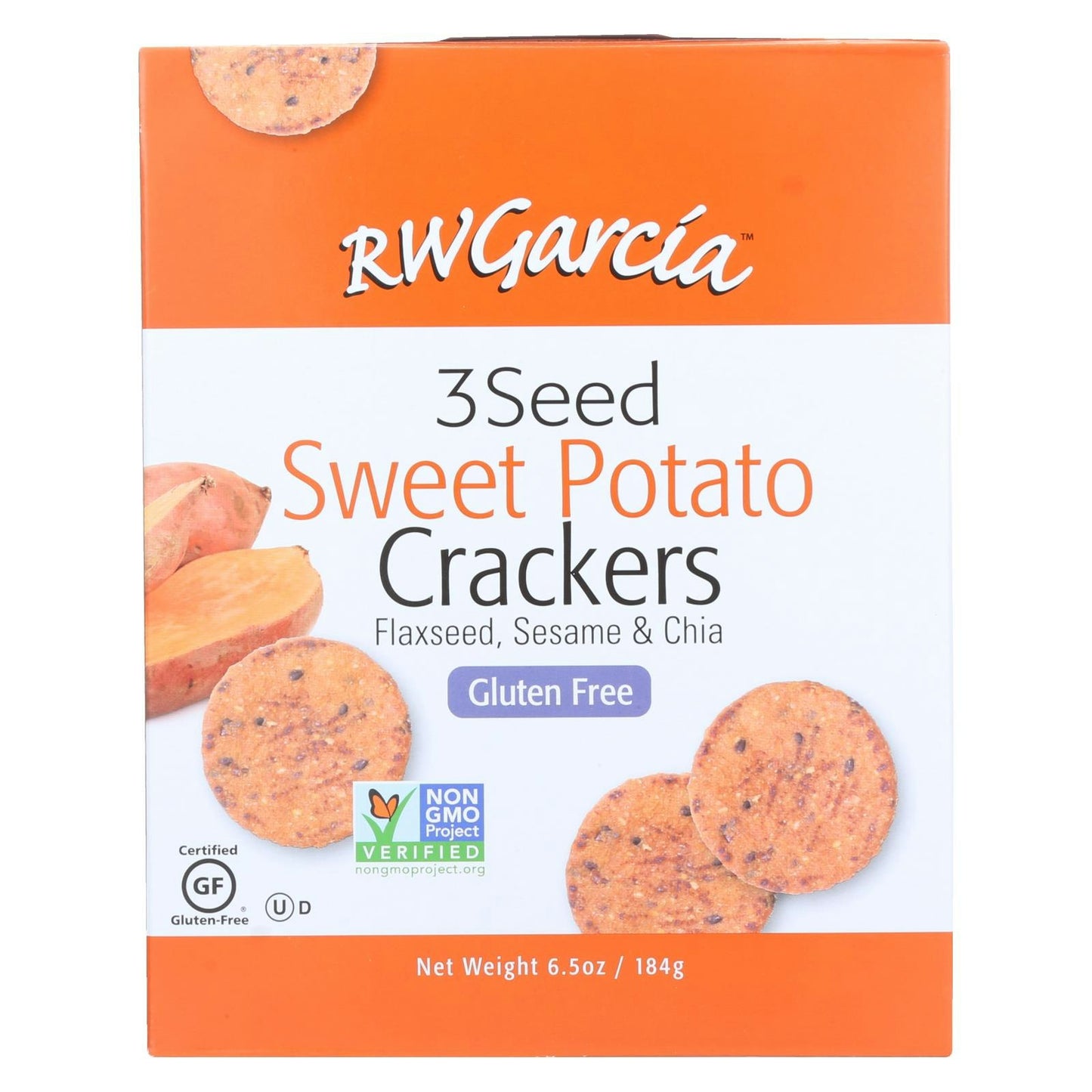 Rw Garcia 3 Seed Sweet Potato Crackers - 6.5 Oz (Pack of 6)