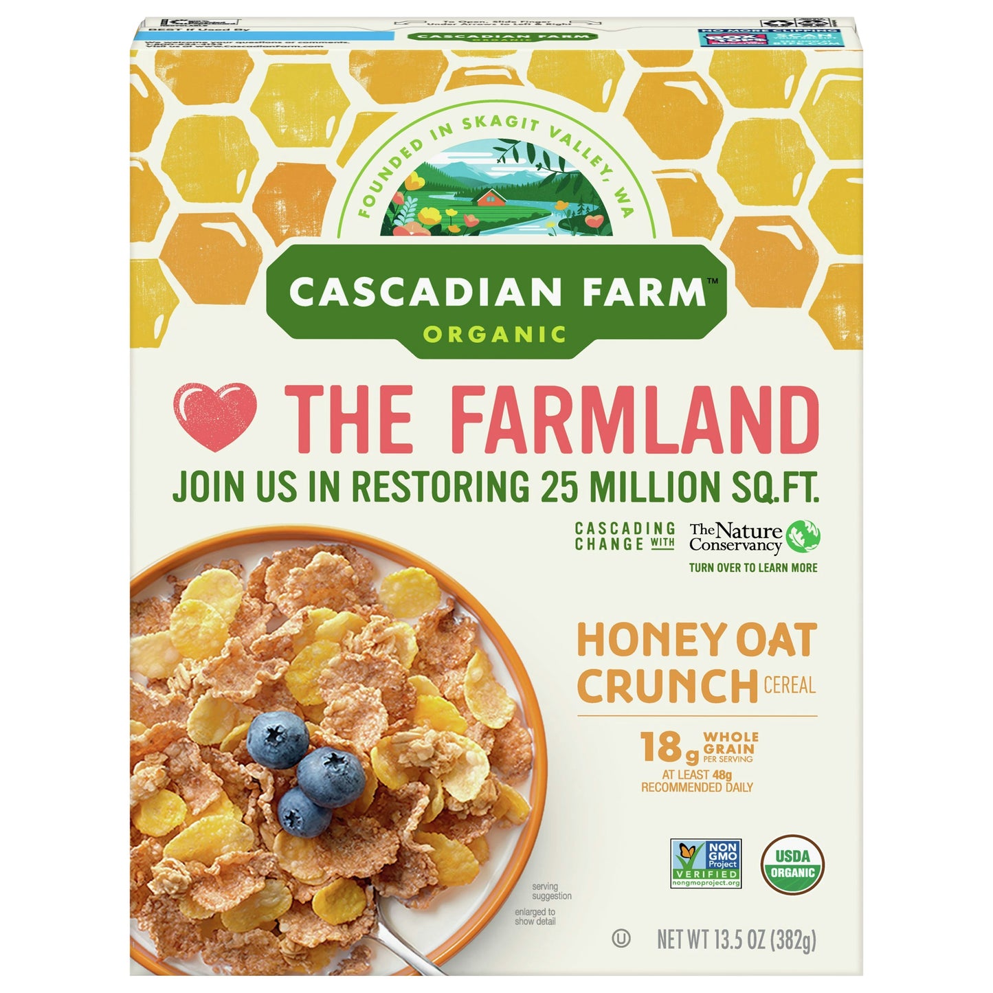 Cascadian Farm Cereal Honey Oat Crunch 13.5 oz (Pack of 10)