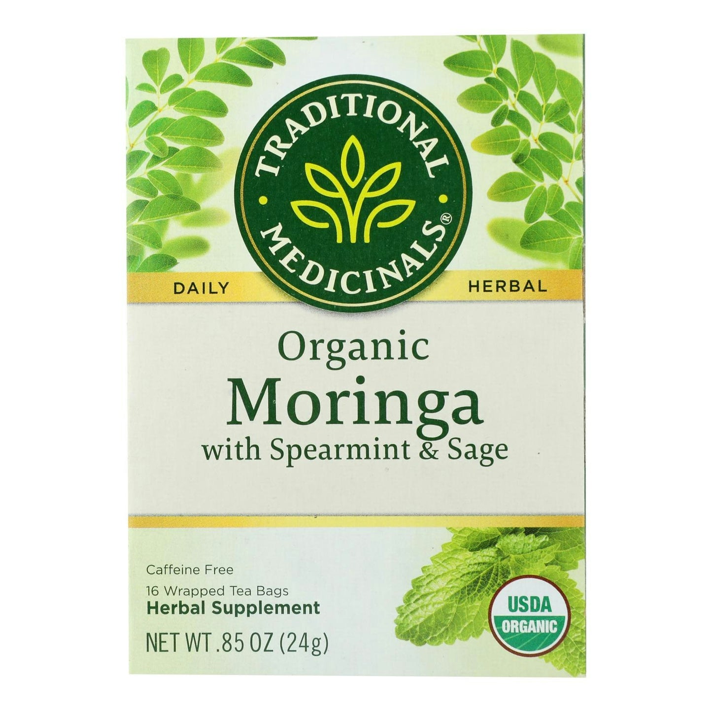 Traditional Medicinals Herb Tea Organic Moringa Spearmint Sage 16 Bg Pack of 6