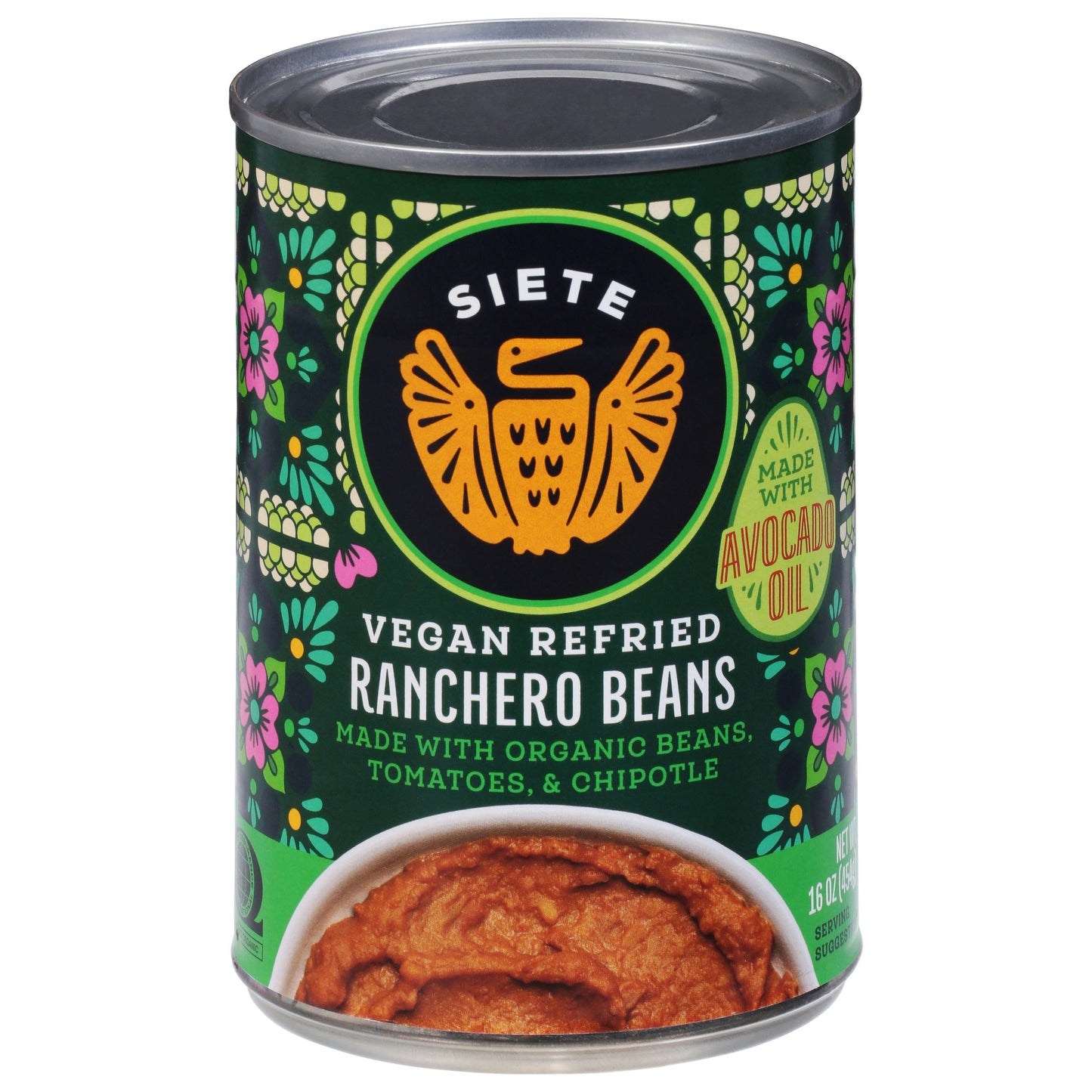 Siete Beans Refried Ranchero 16 Oz (Pack of 12)