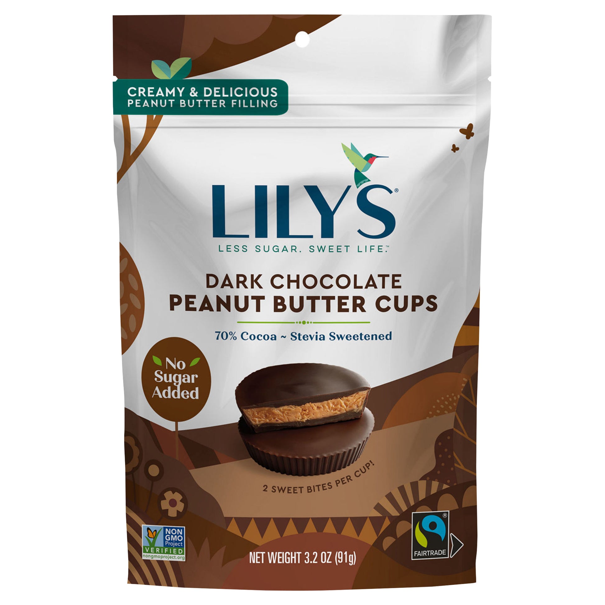 Lilys Sweets Chocolate Dark Chocolate Peanut Butter Cup 3.2 oz (Pack Of 12)