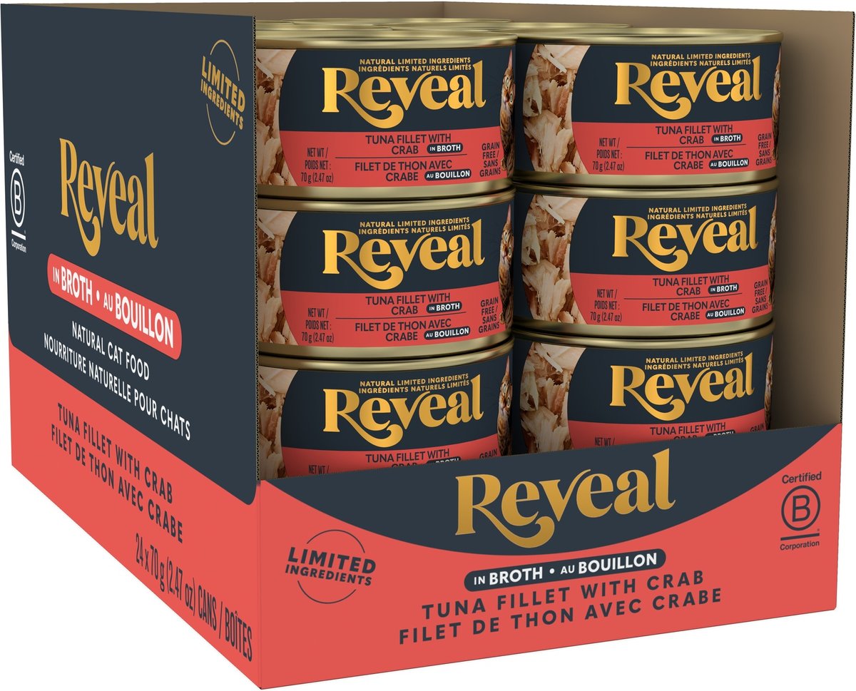 Reveal Wet Cat Food Tuna Fillet With Crab in Broth