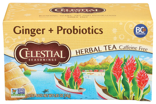 Celestial Seasonings Tea Herb Ginger Probiotic 16 bag