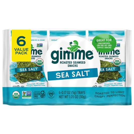 Gimme Seaweed Roasted Sea Salt 6 Count 1.02 oz (Pack Of 8)