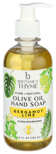 BRITTANIES THYM (Pack of 9) Brittanies Thyme Soap Hand Liquid Soap Bergamot Lime 12 Fl Oz