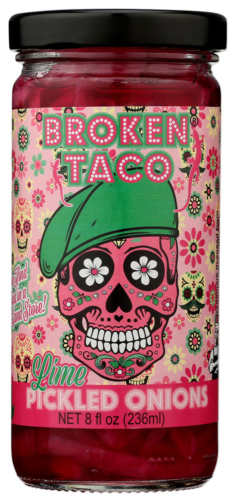 BROKEN TACO (Pack of 18) Broken Taco Onions Red Lime Pickled Natural Mexican 8 Oz