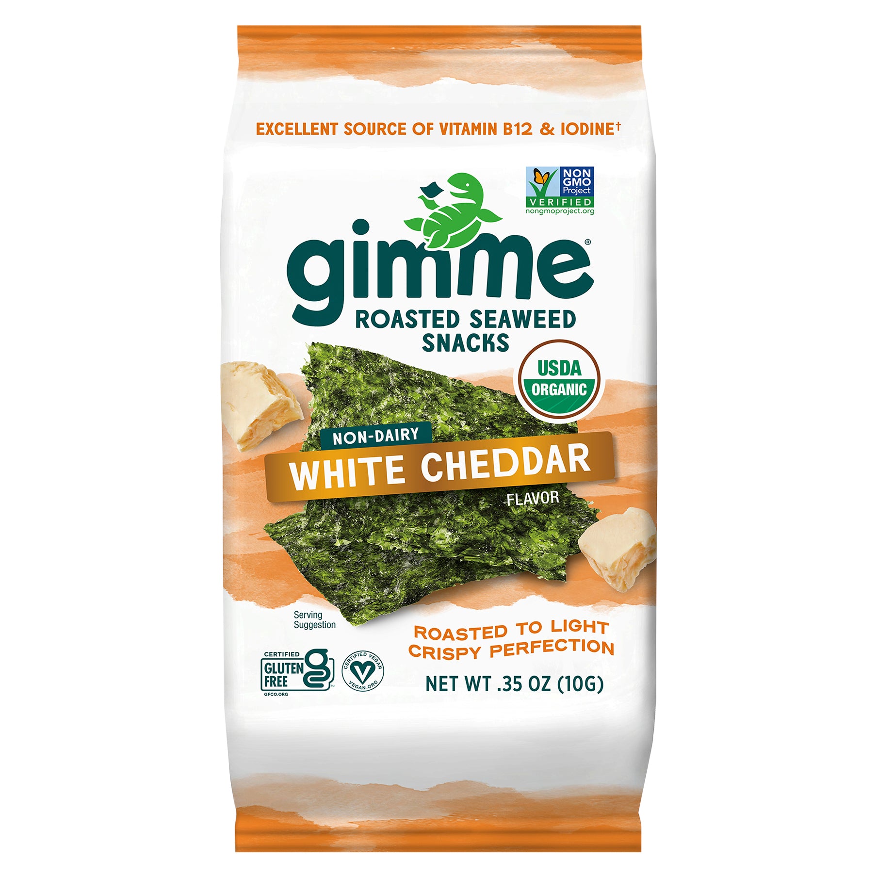 Gimme Snack Seaweed White Cheddar Organic 0.35 Oz (Pack Of 12)
