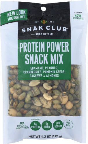 SNAK CLUB EB (Pack of 18) Snak Club Eb Protein Power Mix Reseal Trail Mix 4.2 Oz