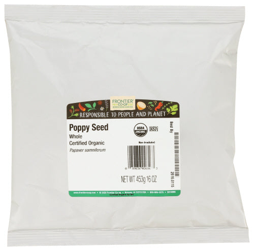 FRONTIER BULK (Pack of 6) Frontier Bulk Whole Organic Poppy Seed for Baking Seasoning Sp 16 Oz
