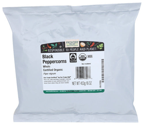 FRONTIER BULK (Pack of 3) Frontier Bulk Organic Black Whole Peppercorns Loose Seasoning 16 Oz