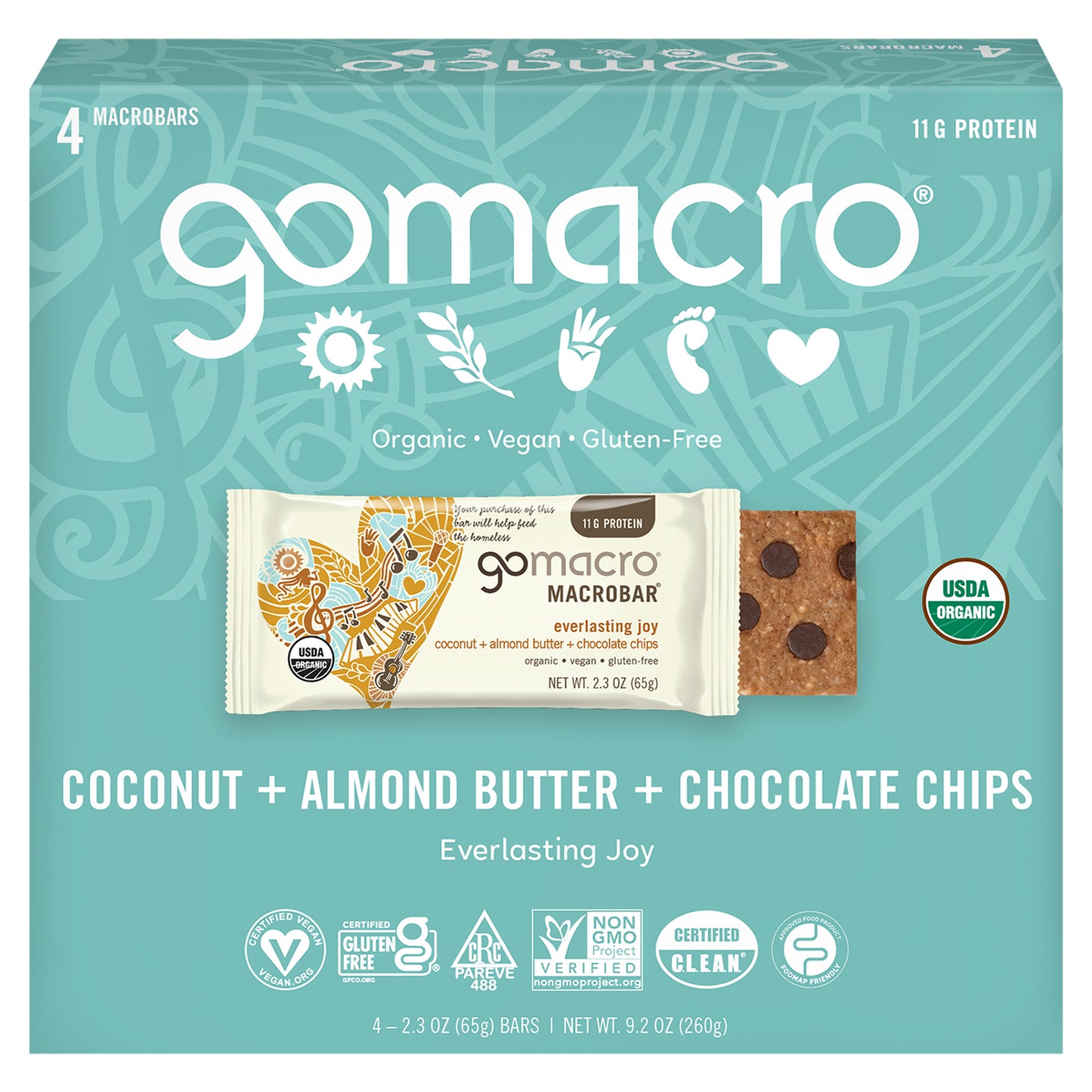 Gomacro Bar Coconut Almond Butter Chocolate Chip 9.2 oz (Pack Of 7)