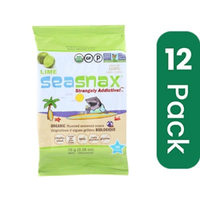 Sea Snax Seaweed Roasted Lime Organic - 0.36 oz (Pack of 12)