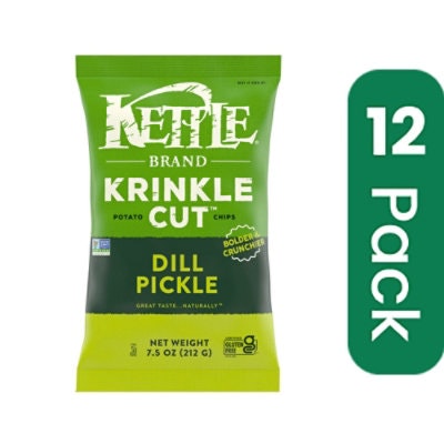Kettle Foods Chip Potato Dill Pickle 7.5 oz (Pack of 12)