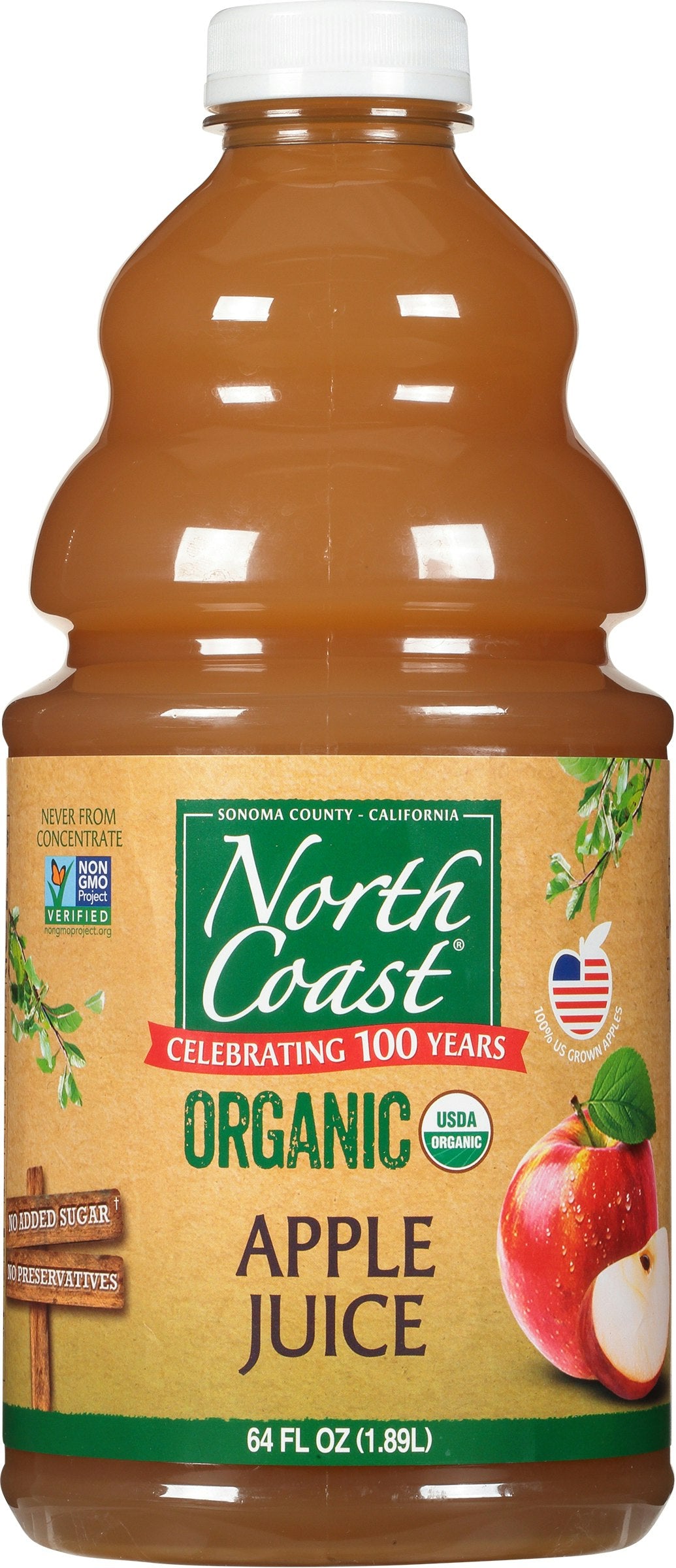 North Coast Juice Apple Pet Organic 64 fl oz (Pack of 8)