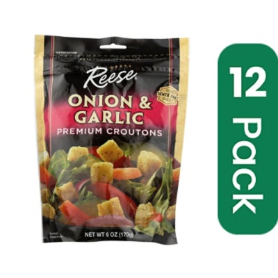 Reese Onion & Garlic Crouton - 6 oz (Pack of 12)