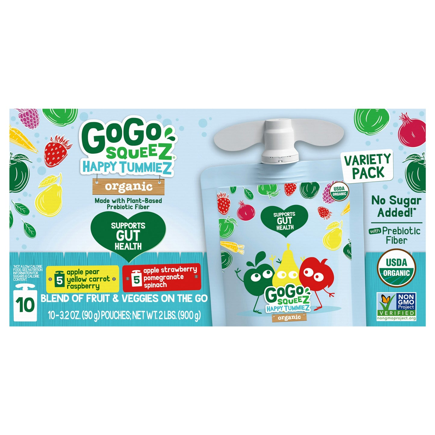 Gogo Squeez Applesauce Happy Tummiez Organic 31.8 Oz Pack of 6