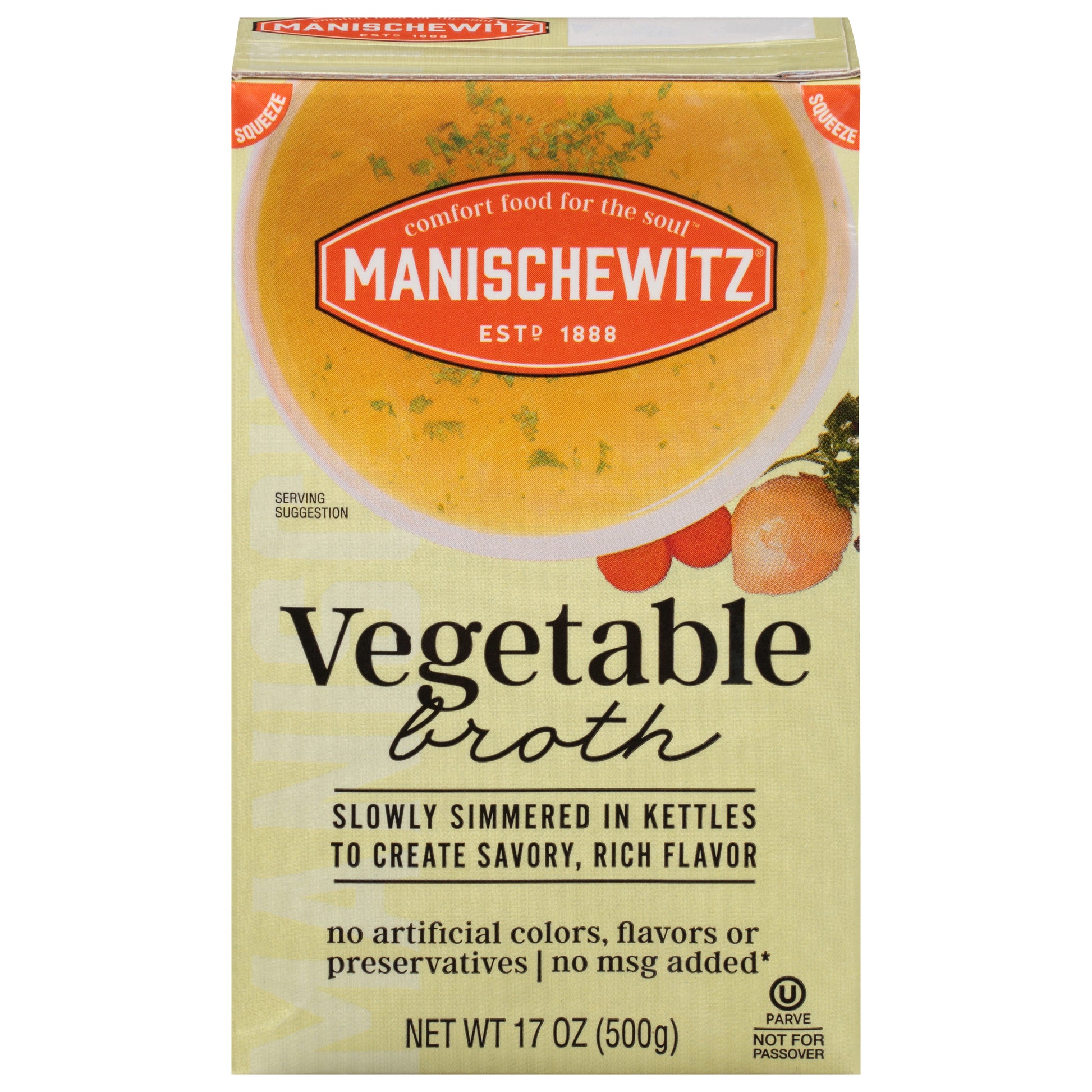 Manischewitz Broth Vegetable Aseptic 17 FO (Pack Of 12)