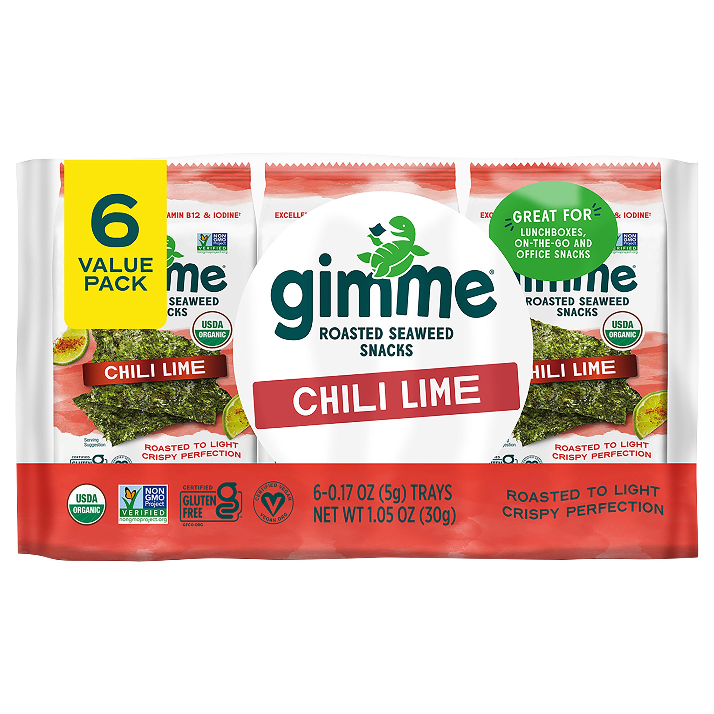 Gimme Seaweed Snack Chili Lime 6Pc