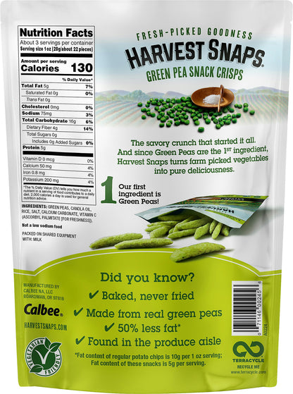 Harvest Snaps Snack Crisps Light Salted 3.3 Oz Pack of 12