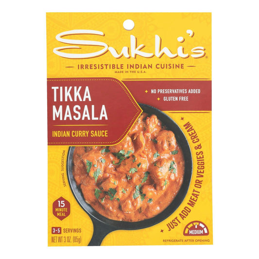 Sukhi's Gourmet Indian Food Tikka Masala Sauce - 3 oz (Pack of 6)