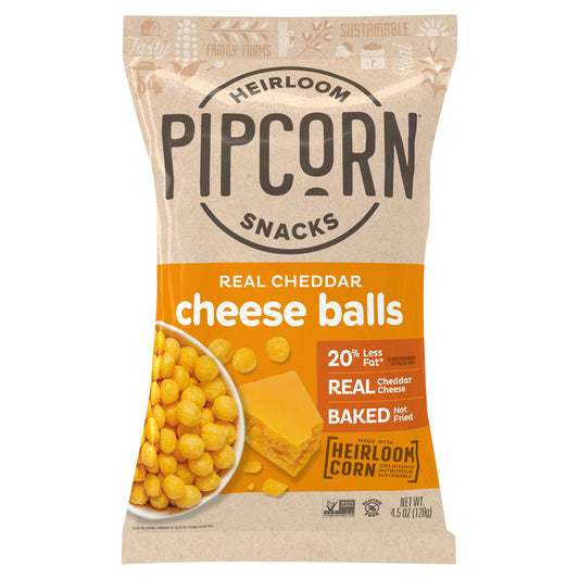 Pipcorn Cheese Balls Cheddar 4.5 oz (Pack Of 12)