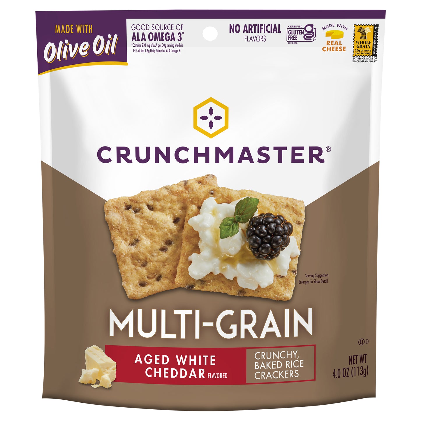 Crunchmaster Cracker Multigrain White Cheddar 4 oz (Pack Of 12)