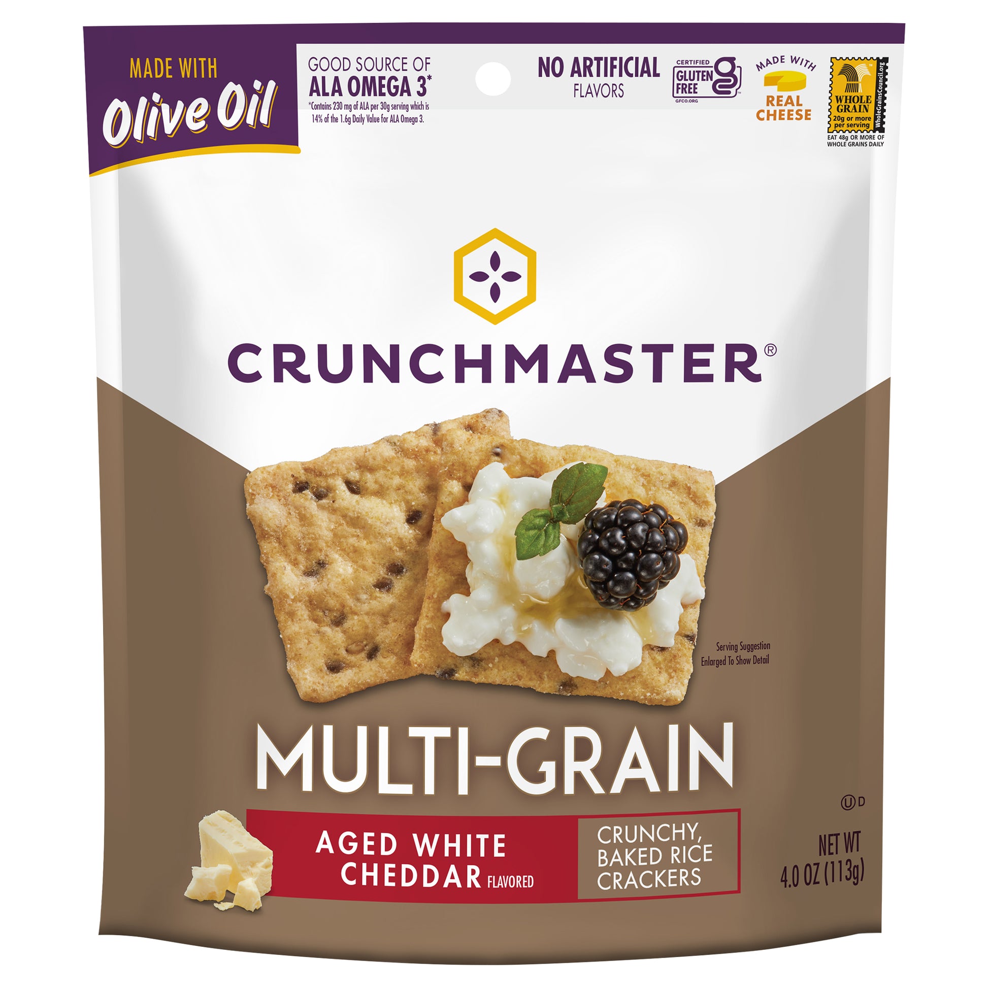 Crunchmaster Cracker Multigrain White Cheddar 4 oz (Pack Of 12)