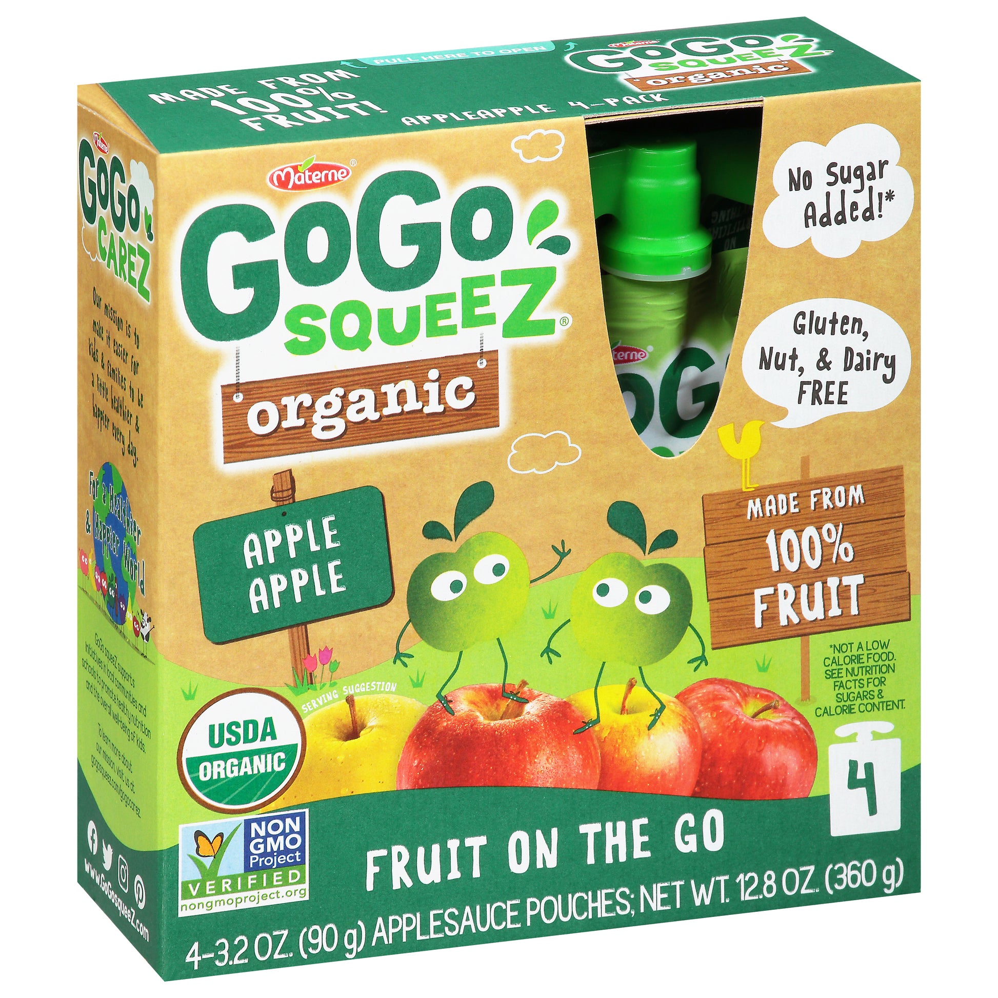 Gogo Squeez Applesauce Apple 4Pk Organic 12.8 oz (Pack Of 12)