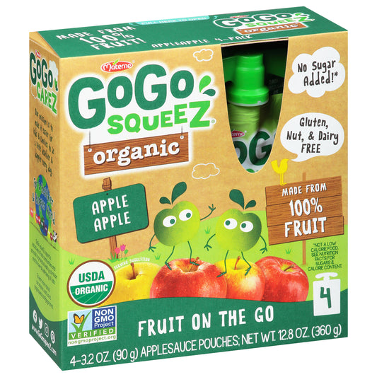 Gogo Squeez Applesauce Apple 4Pk Organic 12.8 oz (Pack Of 12)
