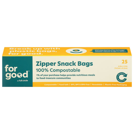 For Good - Snack Bags Zipper 25 Count (Pack of 6)