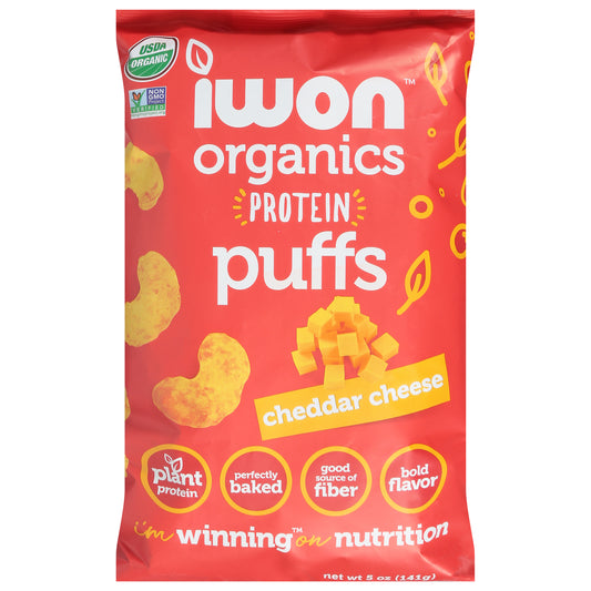 Iwon Organics Puffs Protein Cheddar Cheese 5 Oz (Pack Of 12)
