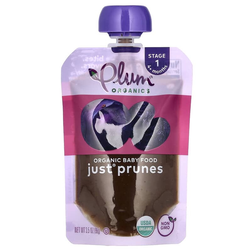 PLUM ORGANICS (Pack of 24) Plum Organics Baby Food Fruit Prune Organic Baby Puree 3.5 Oz