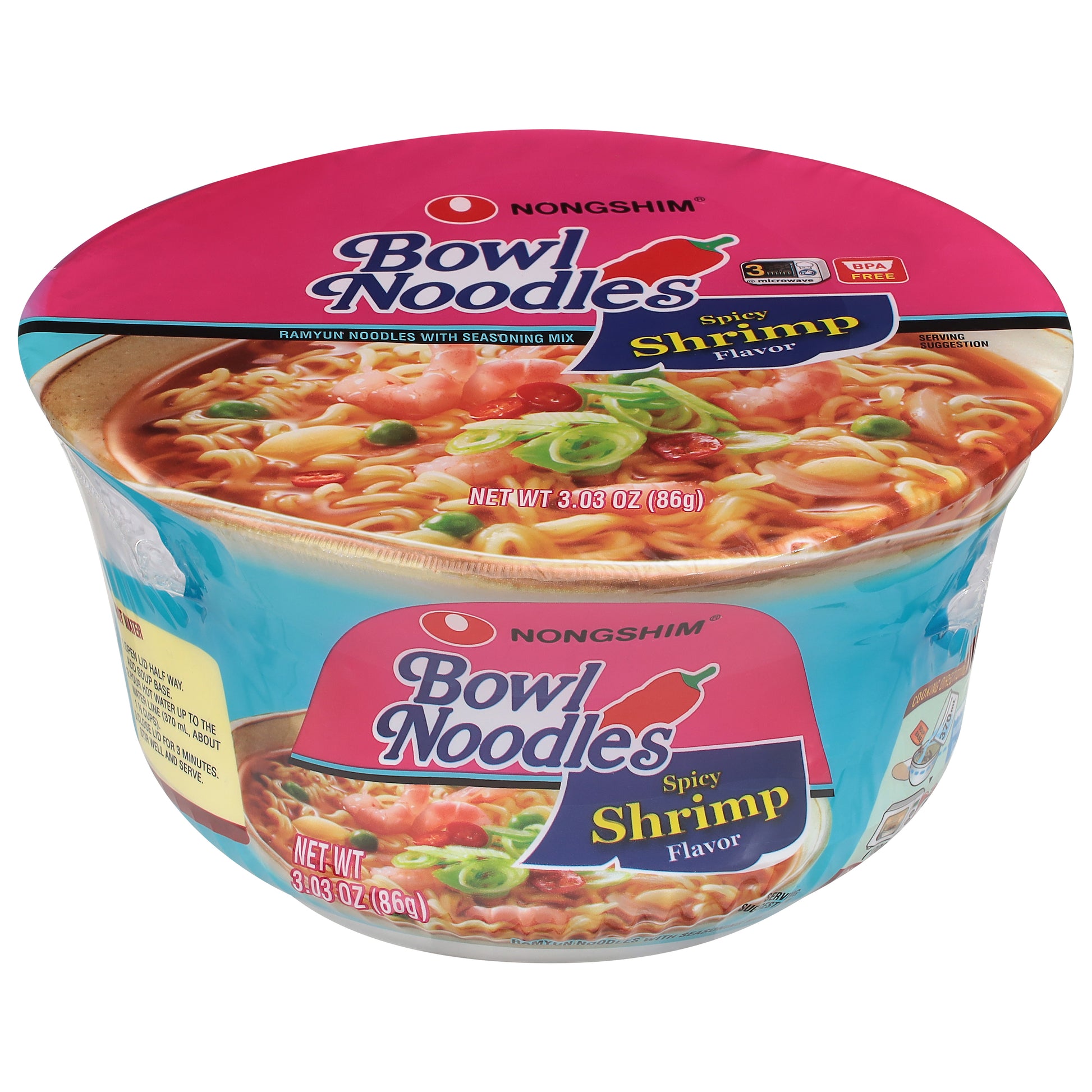 Nong Shim Soup Bowl Noodle Shrimp Spicy 3.03 oz (Pack Of 12)