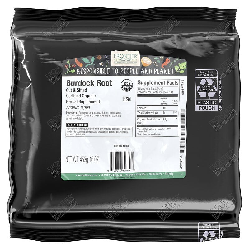 FRONTIER BULK (Pack of 3) Frontier Bulk Burdock Root Organic 16 Oz