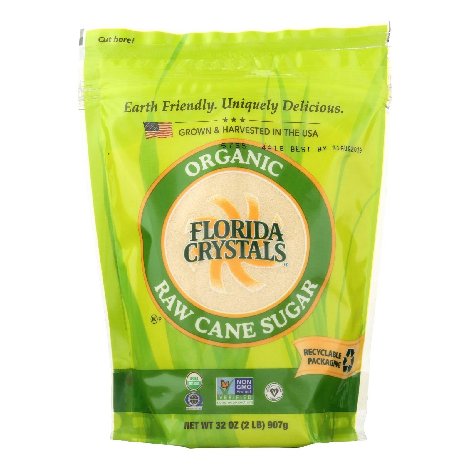 Florida Crystals Sugar Cane Organic 2 Lb Pack of 6