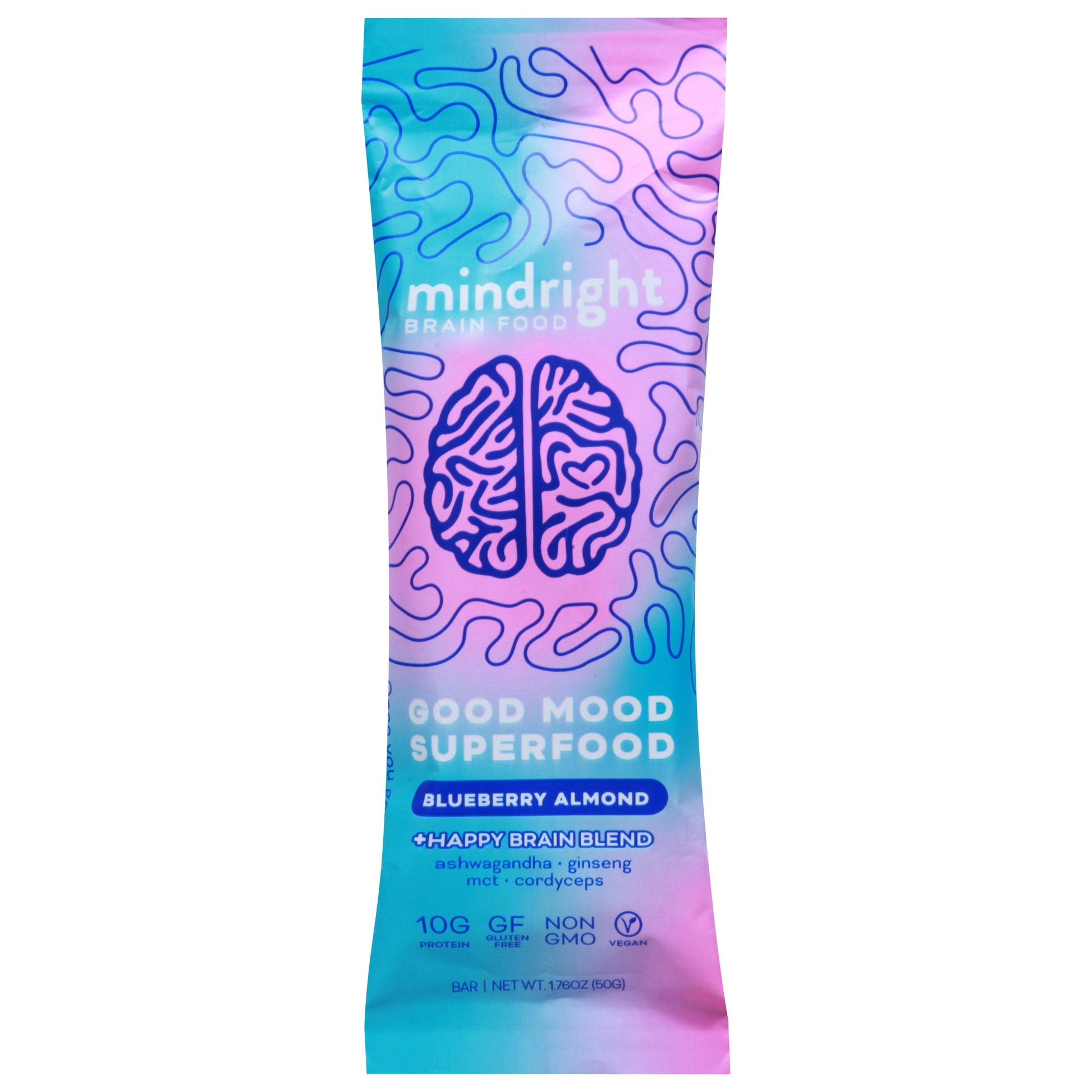 Mindright Bar Blueberry Almond 1.76 Oz Pack of 12
