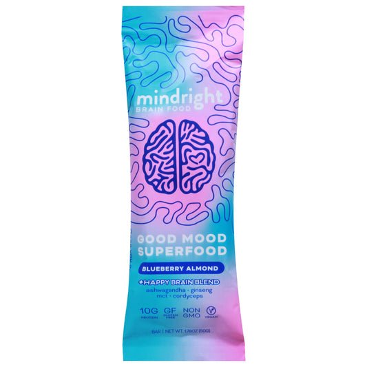 Mindright Bar Blueberry Almond 1.76 Oz Pack of 12