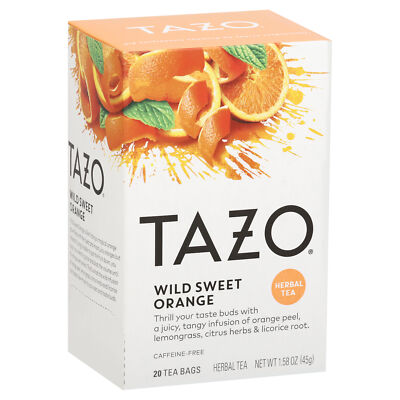 Tazo Wild Sweet Orange Tea Bags, Unsweetened Herbal Tea, Caffeine-Free, 120 Total Tea Bags (20ct