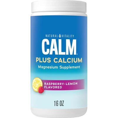 Natural Vitality Calm, Magnesium & Calcium Supplement, Drink Mix Powder Supports a Healthy Response to Stress, Gluten Free, Vegan, & Non-GMO, Raspberry Lemon