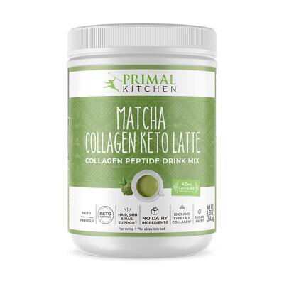 Primal Kitchen Matcha Collagen Keto Latte Powder, Sugar-Free Collagen Peptides