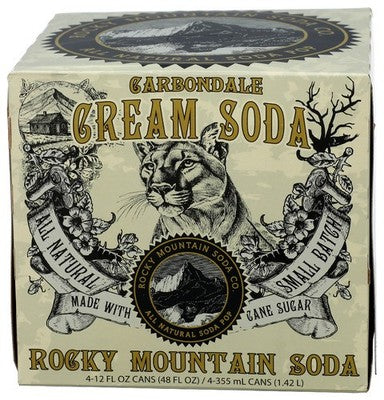 Rocky Mountain Soda Carbondale Cream Cans 48 Fl Oz, (4 Cans per Pack), 24 Cans Total
