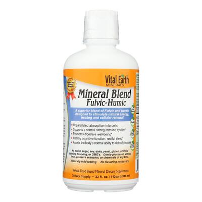 Vital Earth Minerals Fulvic Humic Mineral Blend Liquid – Fulvic Acid Supplement with 70+ Trace Minerals, Electrolytes for Recovery, Balance & Energy, 32 Oz + Cup