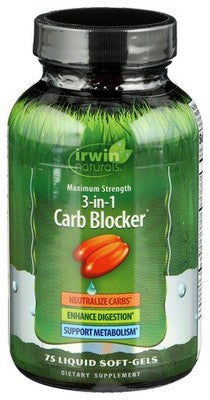 Irwin Naturals Diet 3 In 1 Carb Blocker 75 Soft gels