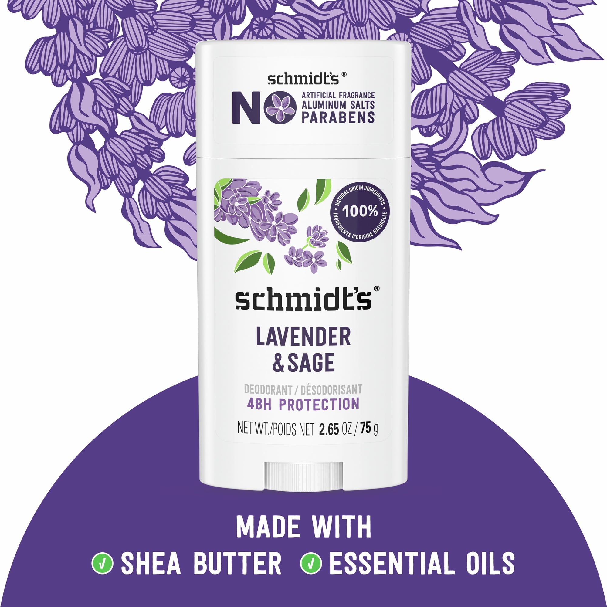 SCHMIDTS (Pack Of 6) Schmidt's Deodorant Lavender & Sage 2.65 Oz
