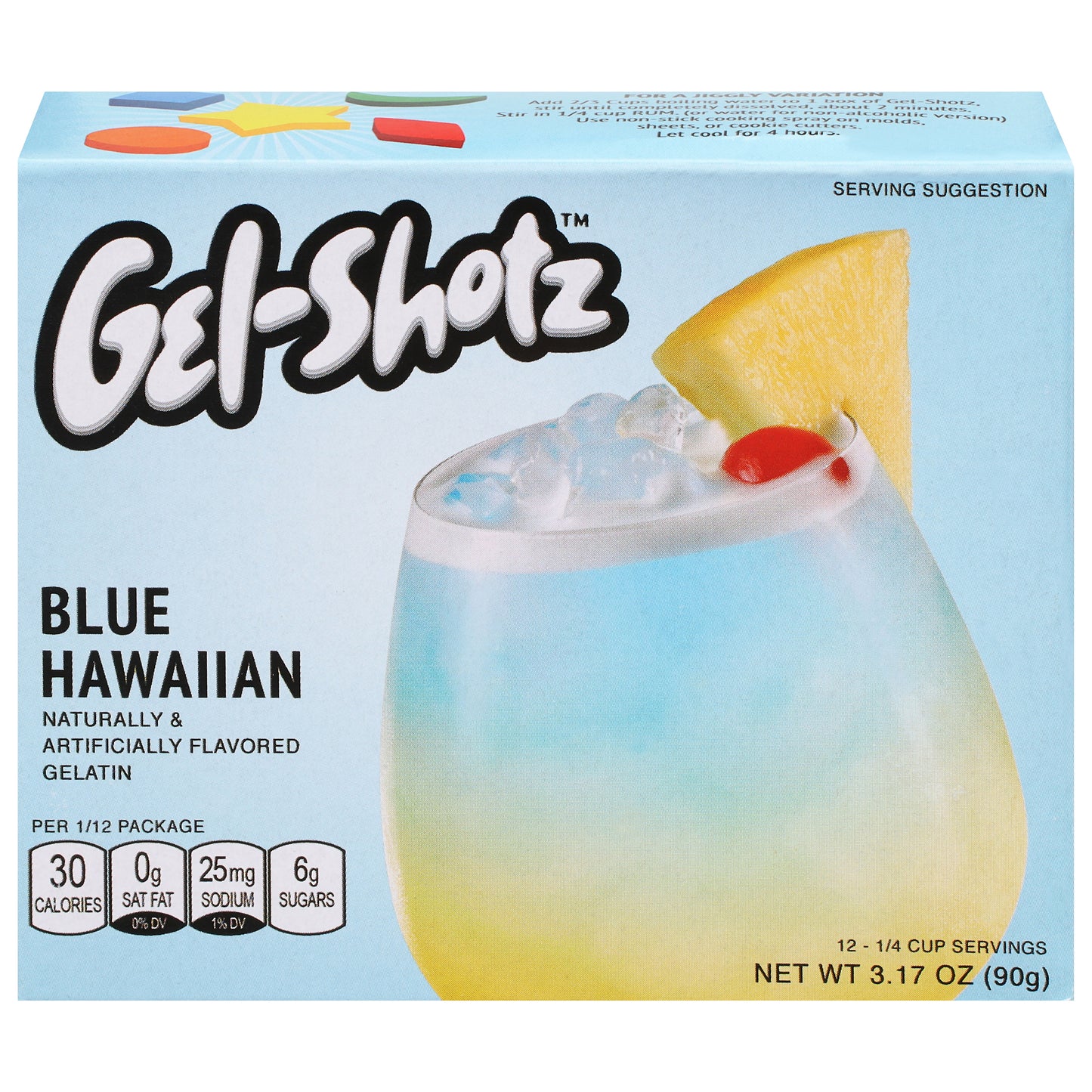Gel Shotz Gelatin Blue Hawaiian 3.17 Oz (Pack Of 12)