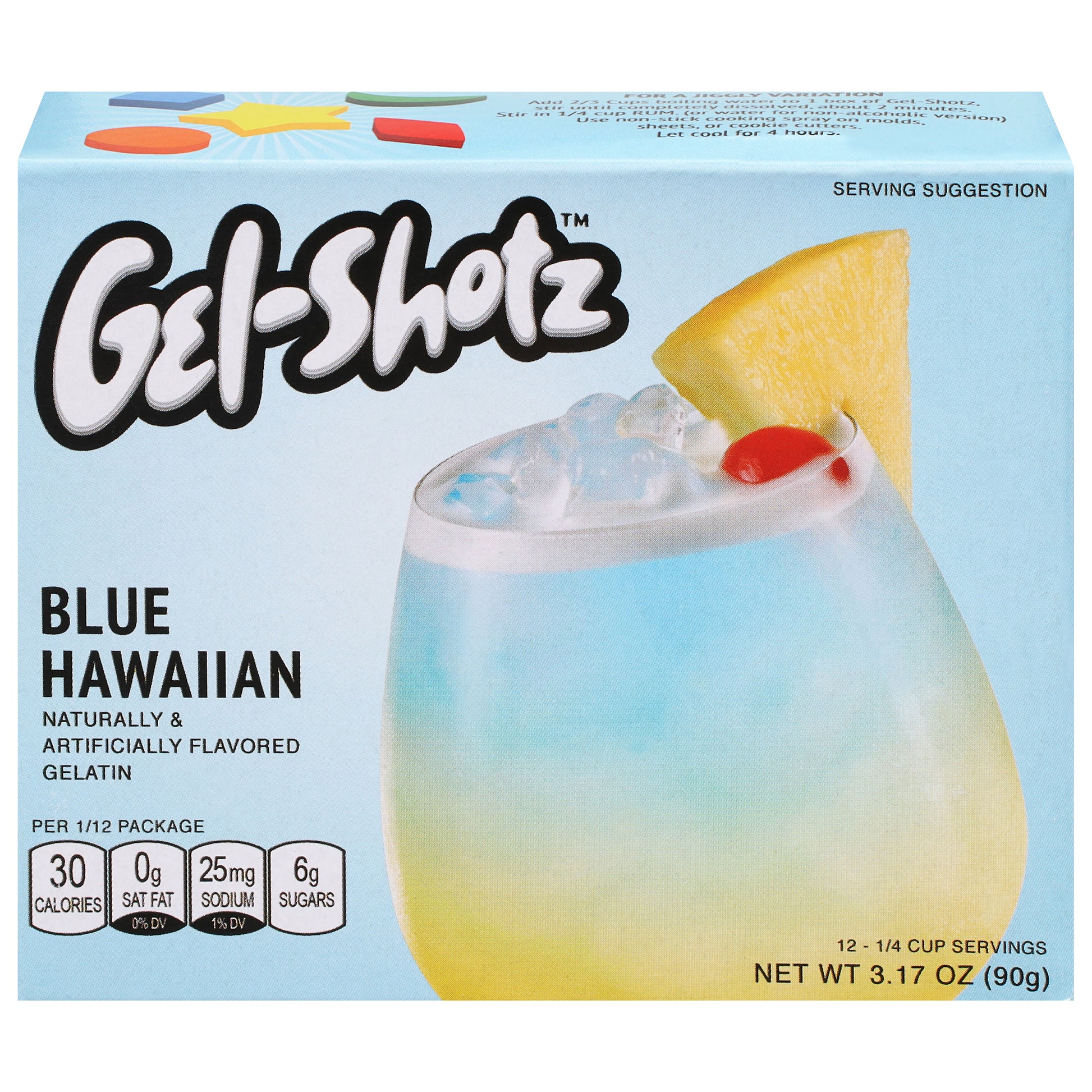 Gel Shotz Gelatin Blue Hawaiian 3.17 Oz (Pack Of 12)